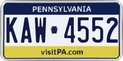 PA license plate KAW4552