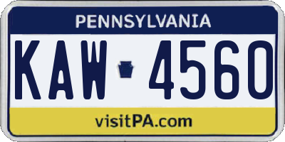 PA license plate KAW4560