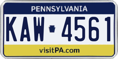 PA license plate KAW4561