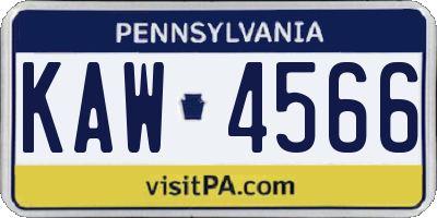 PA license plate KAW4566