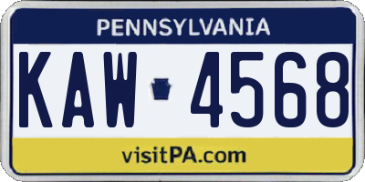 PA license plate KAW4568