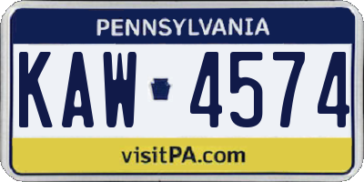 PA license plate KAW4574