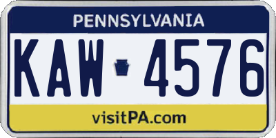 PA license plate KAW4576