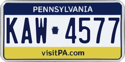 PA license plate KAW4577