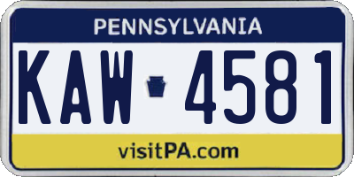PA license plate KAW4581