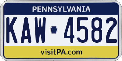 PA license plate KAW4582