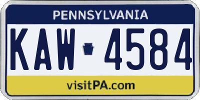 PA license plate KAW4584