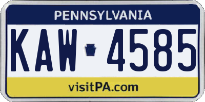 PA license plate KAW4585