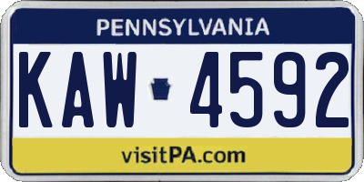 PA license plate KAW4592