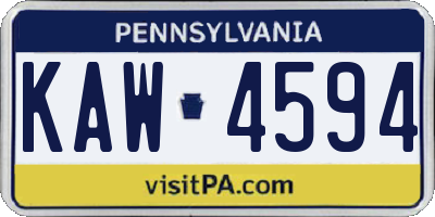 PA license plate KAW4594
