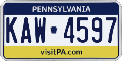 PA license plate KAW4597