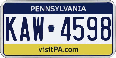 PA license plate KAW4598