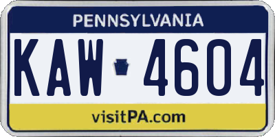 PA license plate KAW4604
