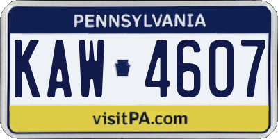 PA license plate KAW4607