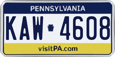 PA license plate KAW4608