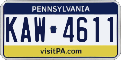 PA license plate KAW4611