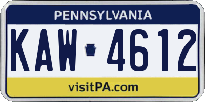 PA license plate KAW4612
