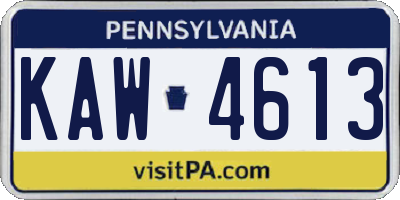 PA license plate KAW4613