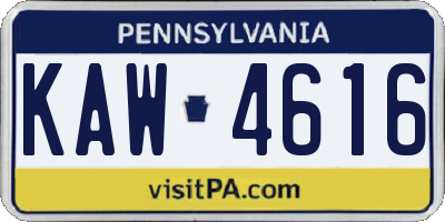 PA license plate KAW4616