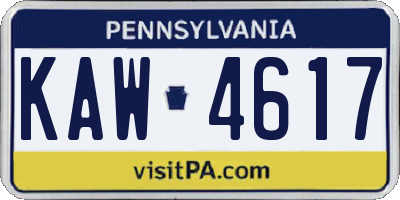 PA license plate KAW4617