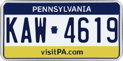 PA license plate KAW4619