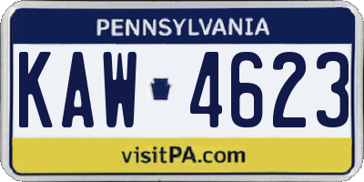 PA license plate KAW4623