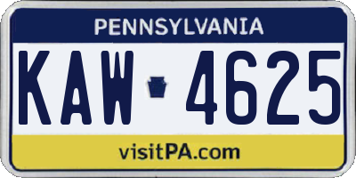 PA license plate KAW4625