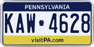 PA license plate KAW4628