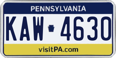 PA license plate KAW4630