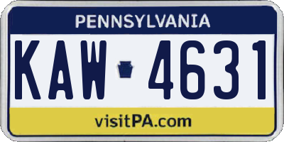PA license plate KAW4631