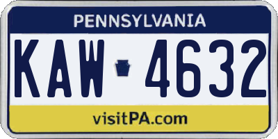 PA license plate KAW4632