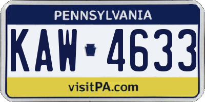 PA license plate KAW4633