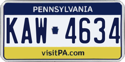 PA license plate KAW4634