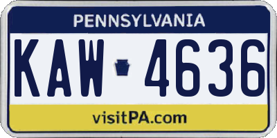 PA license plate KAW4636