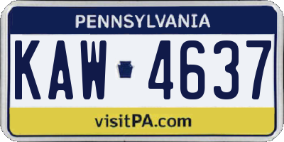 PA license plate KAW4637