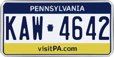 PA license plate KAW4642