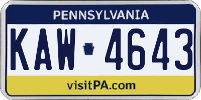 PA license plate KAW4643
