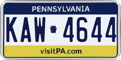 PA license plate KAW4644