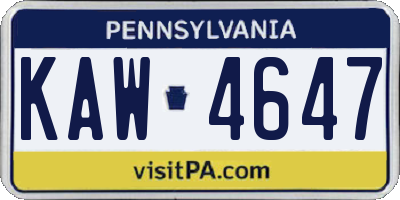 PA license plate KAW4647
