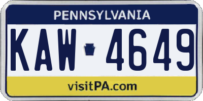 PA license plate KAW4649