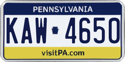 PA license plate KAW4650