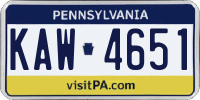 PA license plate KAW4651