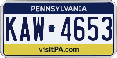 PA license plate KAW4653