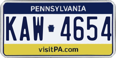 PA license plate KAW4654