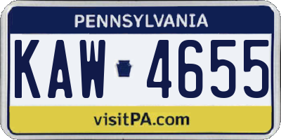 PA license plate KAW4655