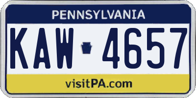 PA license plate KAW4657