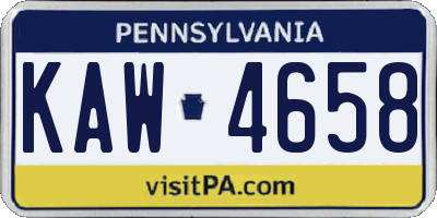 PA license plate KAW4658