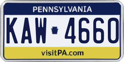 PA license plate KAW4660