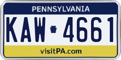 PA license plate KAW4661