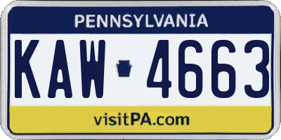 PA license plate KAW4663